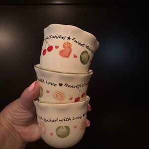 Ceramic Candle Holder Trio • “With Love” Designs • Farmhouse Kitchen Décor